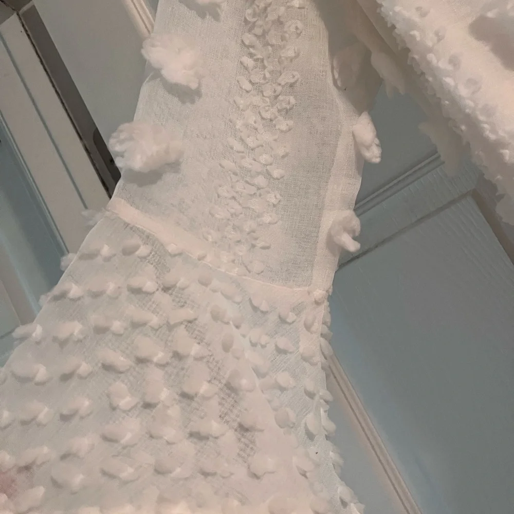 White Textured Ruffle Dress - Picture 6 of 11